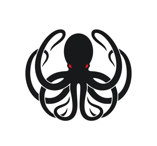 Vector illustration of Octopus logo. Isolated octopus on white background