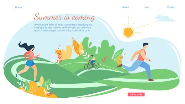 Vector illustration of People in Various Outdoor Summertime Activity