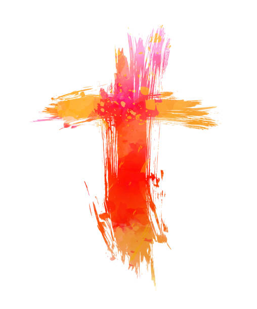 Watercolor cross vector art illustration