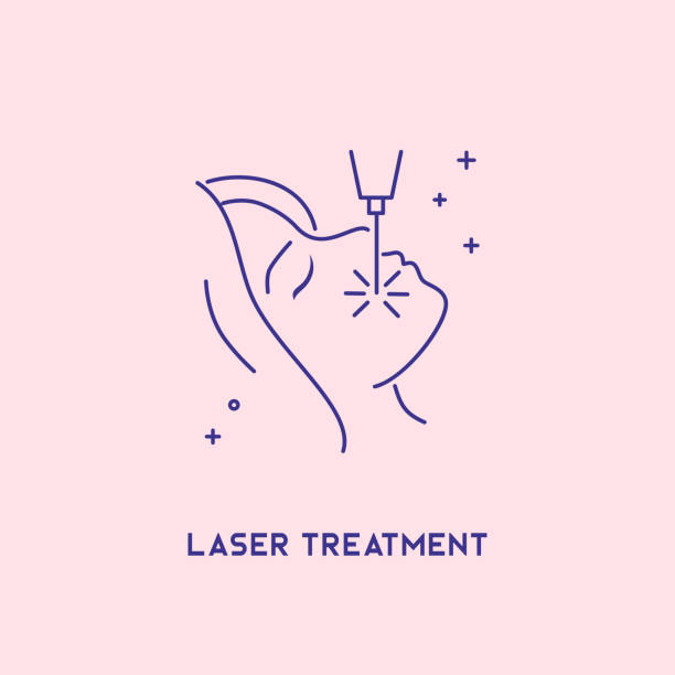 illustrations, cliparts, dessins animés et icônes de icône de traitement au laser. concept de cosmétologie. épilation au laser facial, dépillation. - soins de beauté