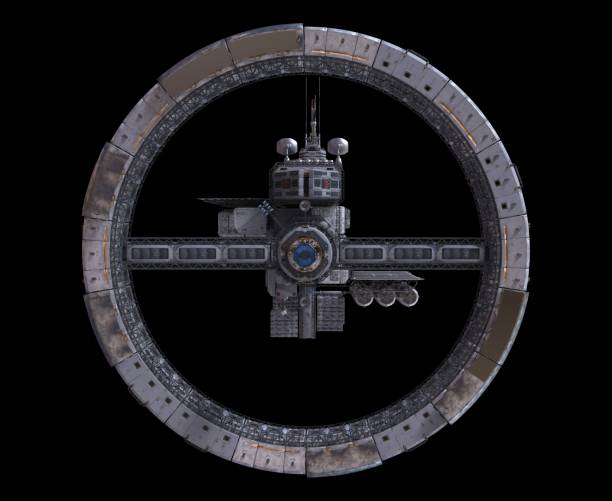 istock Future Space Station Isolated on Black Background 3D Illustration 1165073001