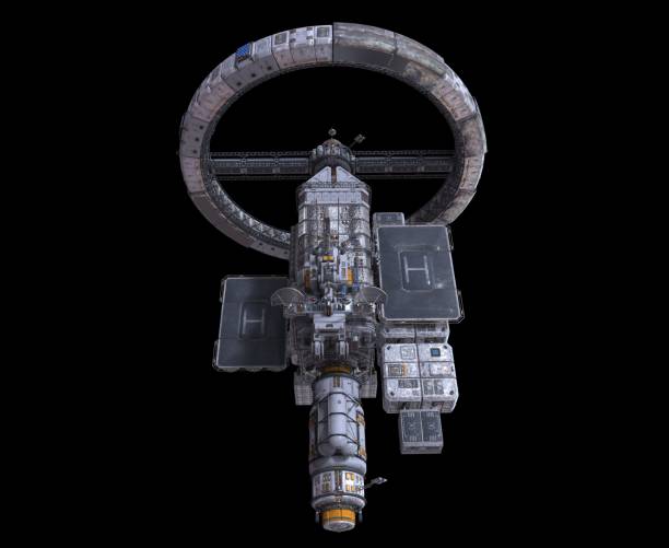 istock Future Space Station Isolated on Black Background 3D Illustration 1165073076