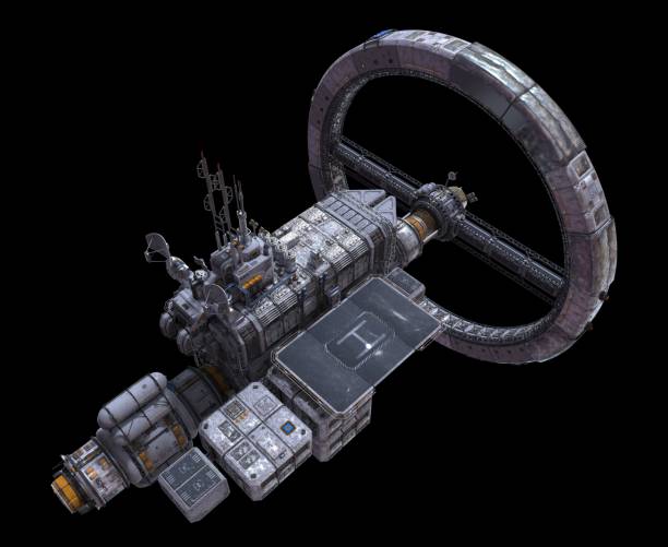 istock Future Space Station Isolated on Black Background 3D Illustration 1165073078