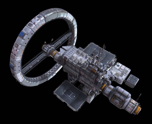istock Future Space Station Isolated on Black Background 3D Illustration 1165073156