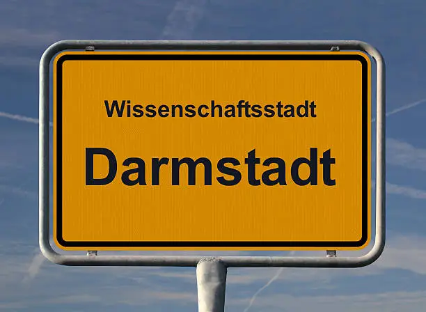 General city entry sign of Darmstadt in Germany, officiall called "Wissenschaftsstadt" (city of science) because of the famous technical university