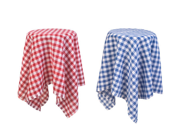 istock blue and red table clothe on the raund table isolated 1165074910