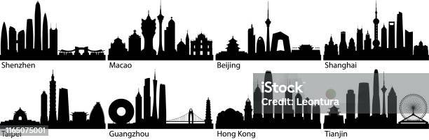 Città Cinesi - Immagini vettoriali stock e altre immagini di Orizzonte urbano
