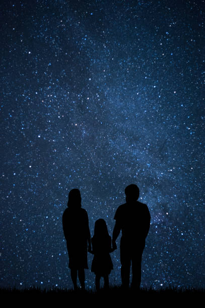 istock Happy family look at night sky 1165076185