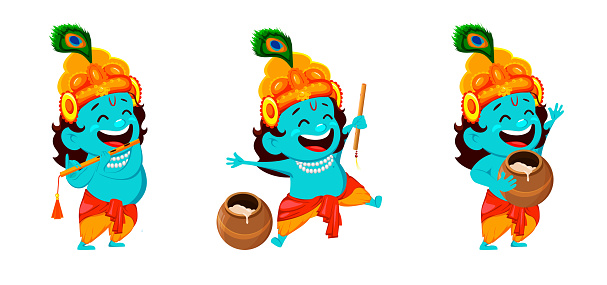 Funny Cartoon Character Lord Krishna Stock Illustration - Download Image  Now - Krishna Janmashtami, Culture of India, Krishna - iStock