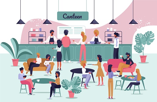 Informational Flyer Signboard Canteen Cartoon Flat Stock Illustration -  Download Image Now - Cafeteria, Dining, People - iStock