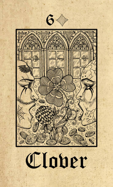 istock Clover. Tarot card from Lenormand Gothic Mysteries oracle deck. 1165079899