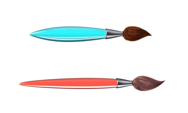 Two soft cartoon-style brushes isolated on white, high resolution 3D render