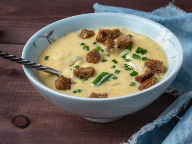 istock Fragrant vegetable soup and cream cheese in a deep dish 1165082693