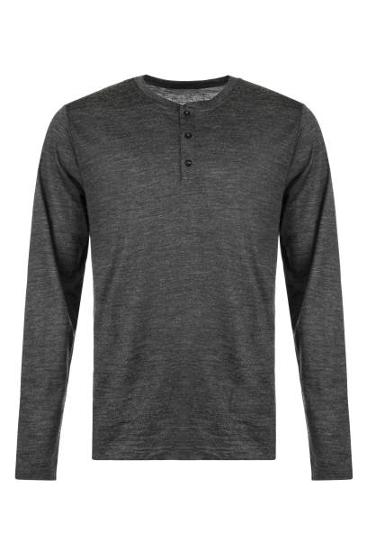 istock Grey men's T-shirt with long sleeves 1165087137