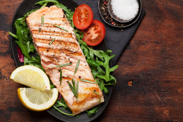 istock Grilled salmon fish fillet 1165087807