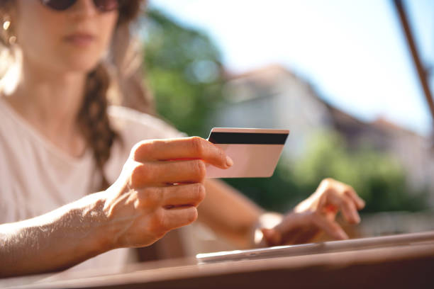 istock Young woman Paying online with credi card 1165090540