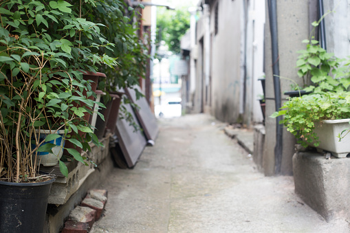 Old narrow alley Korea. streets and narrow alleyways of Korea.