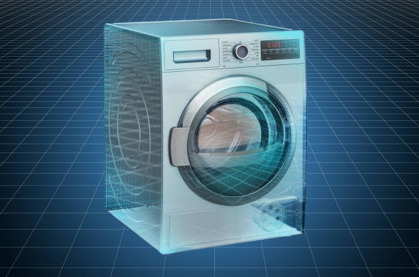 istock Visualization 3d cad model of clothes dryer, blueprint. 3D rendering 1165091576