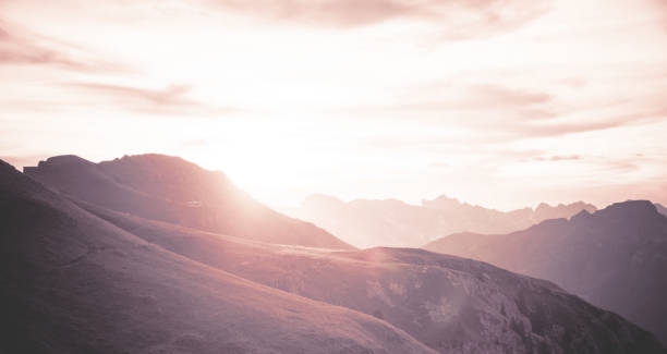 layered mountains landscape background of Dolomites, Italy