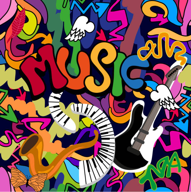 Musical Graffiti Print Stock Illustration - Download Image Now