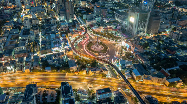istock Aerial view at Victory Monument in Bangkok, Thailand 1165096302
