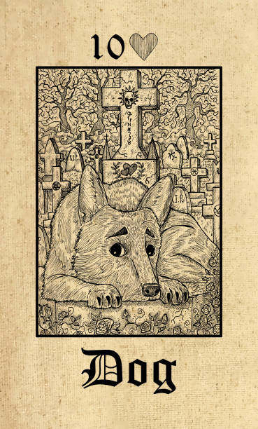 istock Dog. Tarot card from Lenormand Gothic Mysteries oracle deck. 1165097130