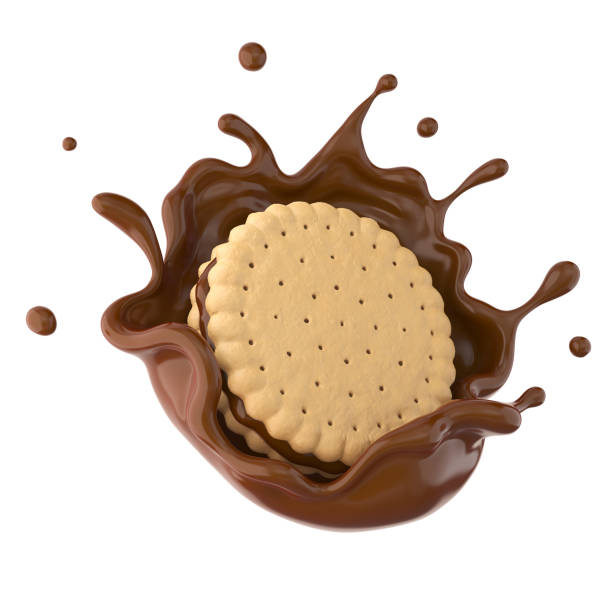 istock Sandwich cookies with chocolate splash. 1165098597