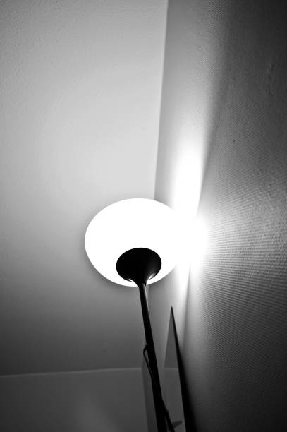 istock Round bright standing lamp. Black and white 1165098917