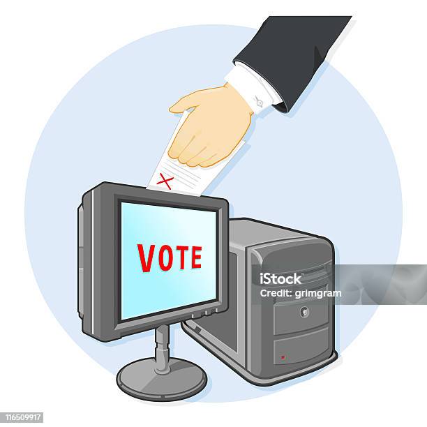 Ilustración de Ordenador De Votación y más Vectores Libres de Derechos de Campaña política - Campaña política, Color - Tipo de imagen, Decisiones