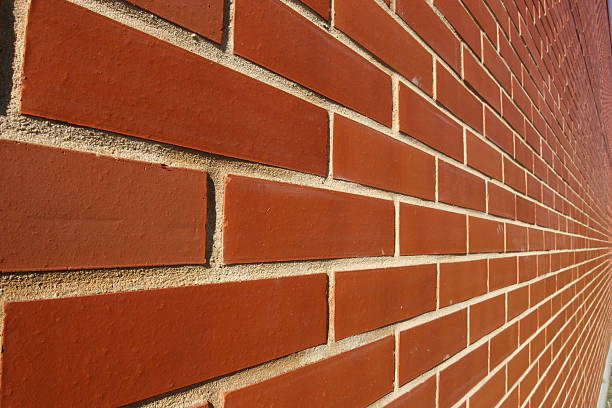 Red Bricked Wall in Perspective stock photo
