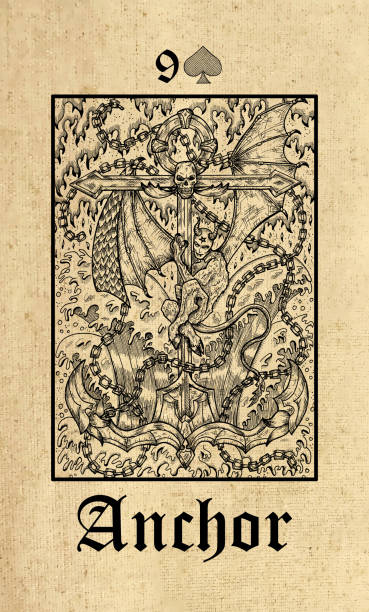 istock Anchor. Tarot card from Lenormand Gothic Mysteries oracle deck. 1165105717