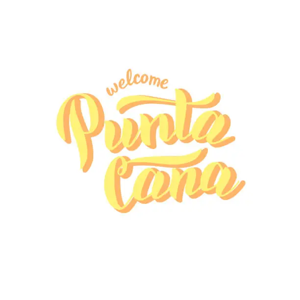 Vector illustration of Welcome to Punta Cana typography phrase. Trendy lettering text for postcard, shirt, souvenir design. Vector eps 10.