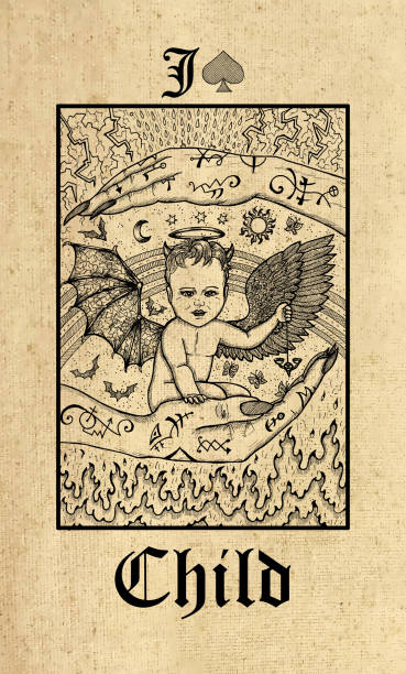 istock Child. Tarot card from Lenormand Gothic Mysteries oracle deck. 1165108582