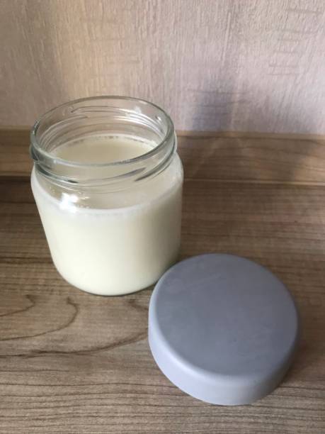 istock Homemade natural yogurt in glass 1165108585