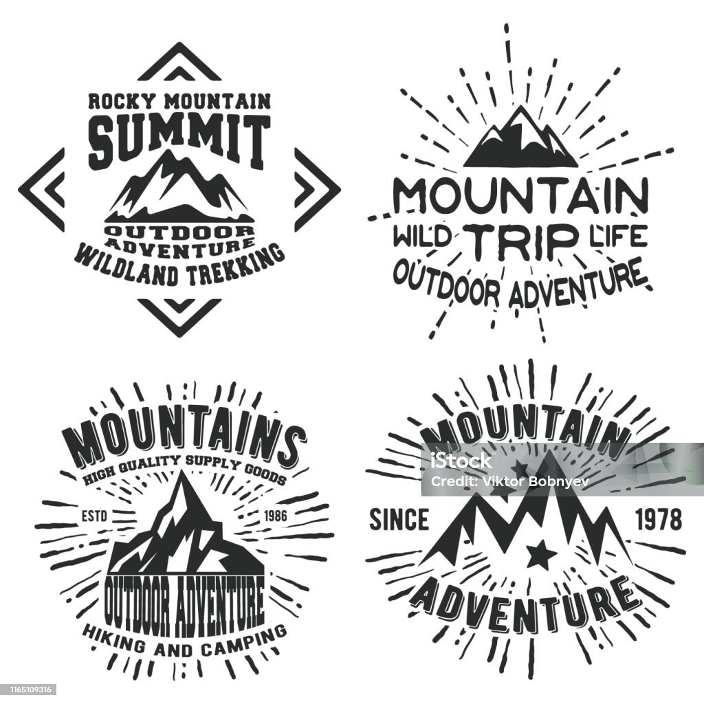 Zestaw gór vintage znaczek - Grafika wektorowa royalty-free (Aplikacja) Zestaw gór vintage znaczek - Grafika wektorowa royalty-free (Aplikacja)