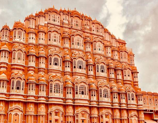 Eve Expensive Hawa Mahal or the ‘Palace of Wind’ monument at Jaipur, Rajasthan, India. hawa mahal photos stock pictures, royalty-free photos & images