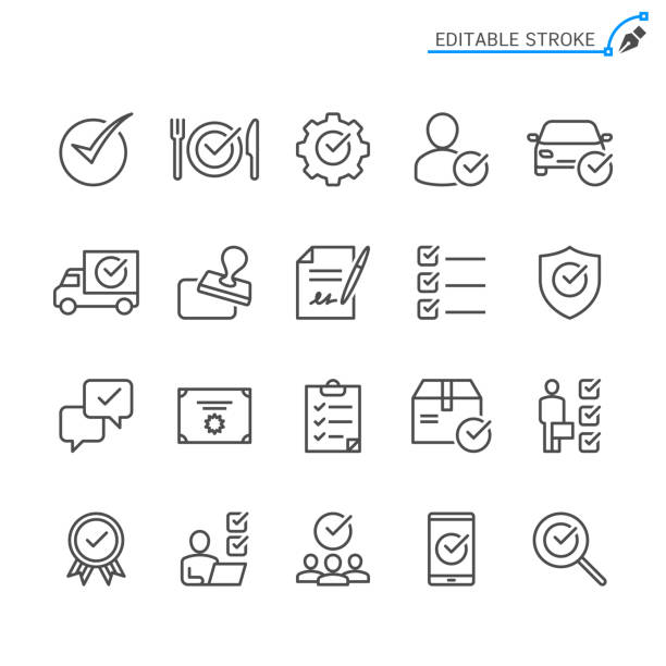 Approve line icons. Editable stroke. Pixel perfect. vector art illustration