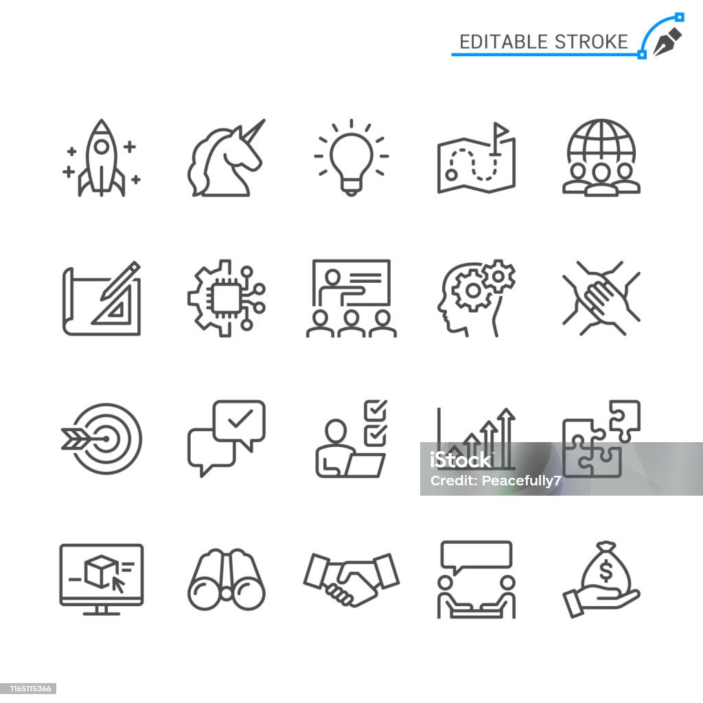Startup line icons. Editable stroke. Pixel perfect. Icon stock vector