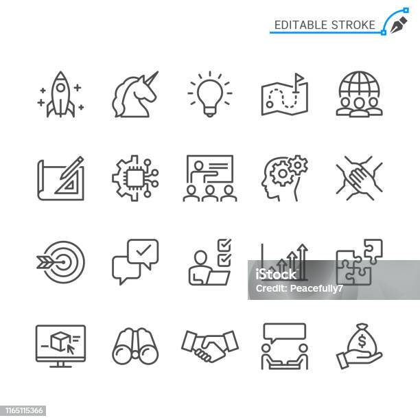 Startup Line Icons Editable Stroke Pixel Perfect Stock Illustration - Download Image Now