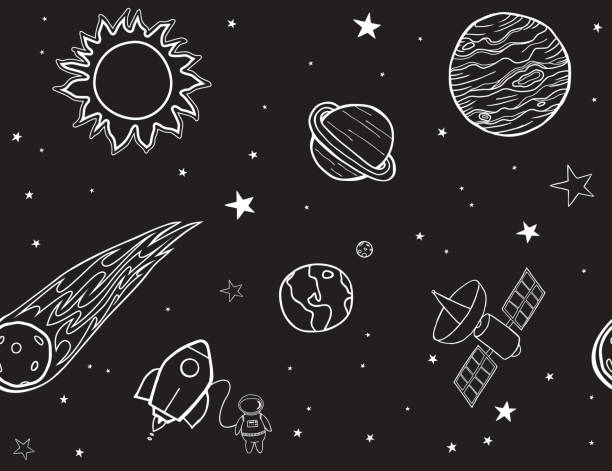 Seamless Geometric Pattern - Hand Drawn Seamless. Colors easily changed. moon drawings stock illustrations