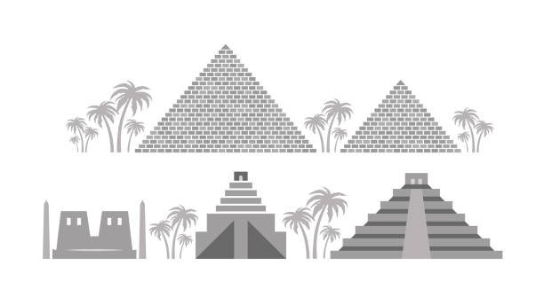 Pyramids and Temples of Ancient Egypt, Babylon, Maya. Architecture heritage of Ancient civilizations of The Middle East, North Africa, Central America. Pyramids and Temples of Ancient Egypt, Babylon, Maya. Architecture heritage of Ancient civilizations of The Middle East, North Africa, Central America. egyptian palace stock illustrations