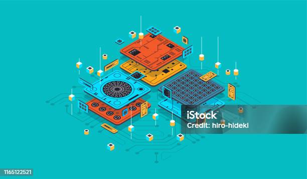Isometric Design Concept Virtual Reality And Augmented Reality Software ...