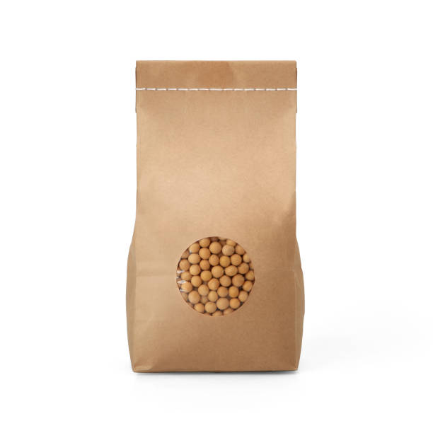 istock Brown craft paper peas bag with stitch sewing isolated on white background. 1165124621