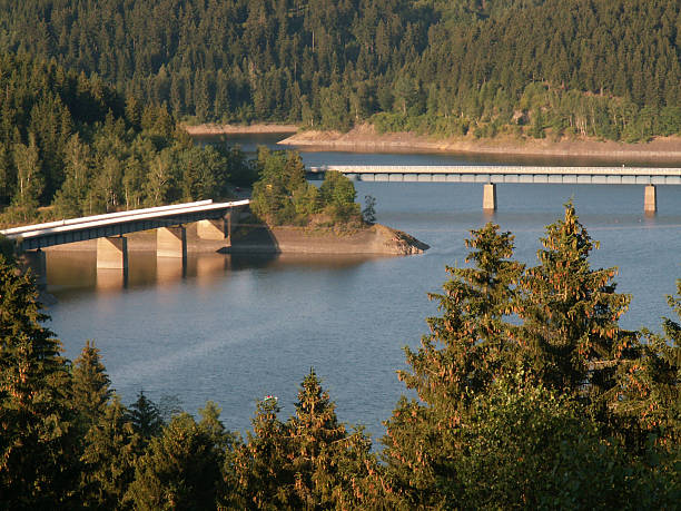 istock Oker dam in the Harz mountains with 2 bridges from Schulenberg 116512488