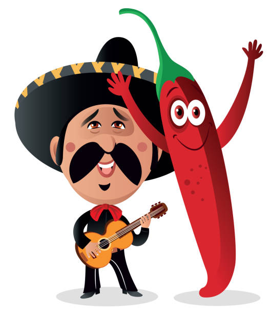 ilustrações de stock, clip art, desenhos animados e ícones de mexico and mexican guitarists - the americas latin american and hispanic ethnicity map latin america