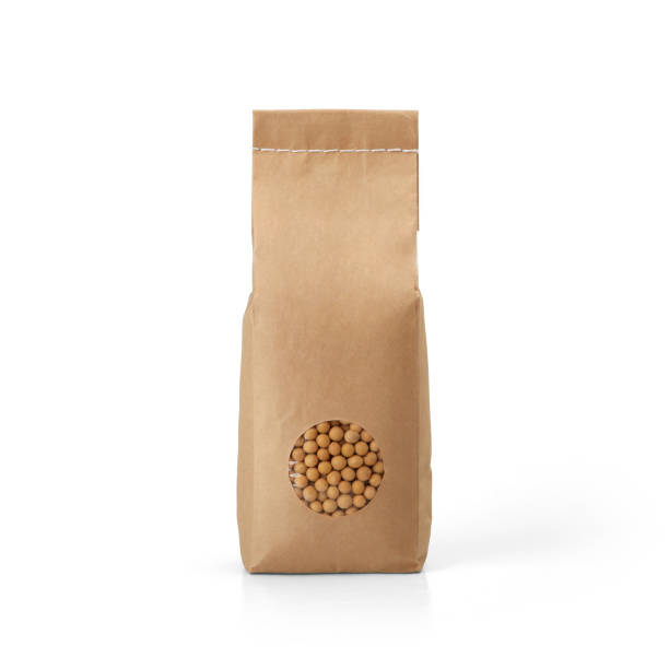 istock Brown craft paper peas bag with stitch sewing isolated on white background. 1165125596