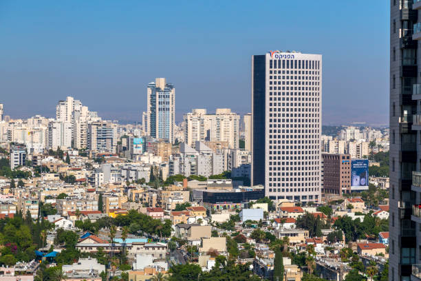 veduta aerea di tel aviv, israele - ayalon freeway foto e immagini stock