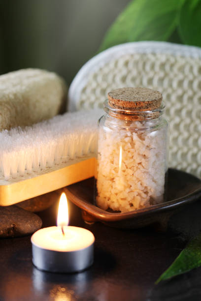 istock Spa body treatment setting and fresh background. 1165130588