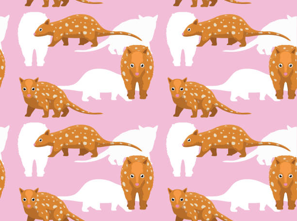 Cute Australian Animal Cartoon Tiger Quoll Vector Seamless Background Wallpaper Animal Wallpaper EPS10 File Format spotted quoll stock illustrations