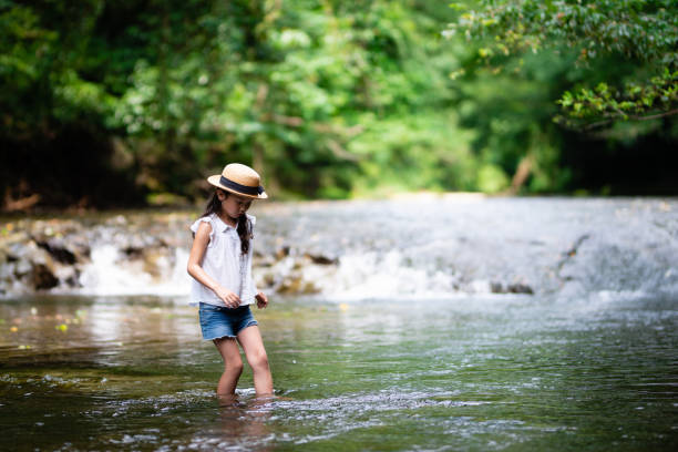 istock Girl playing in the river 1165131744